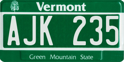 VT license plate AJK235