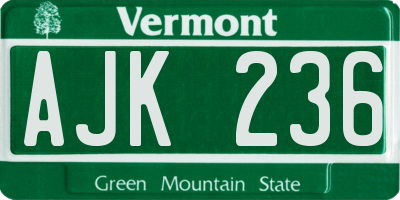 VT license plate AJK236