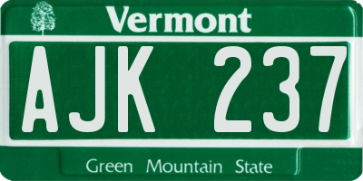 VT license plate AJK237