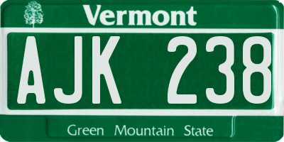 VT license plate AJK238