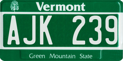VT license plate AJK239