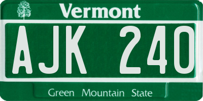 VT license plate AJK240