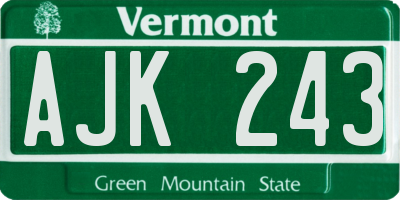 VT license plate AJK243