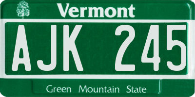 VT license plate AJK245