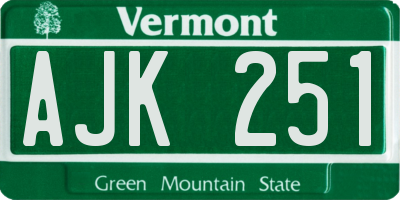 VT license plate AJK251