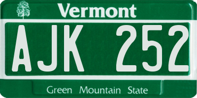 VT license plate AJK252
