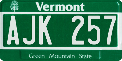 VT license plate AJK257