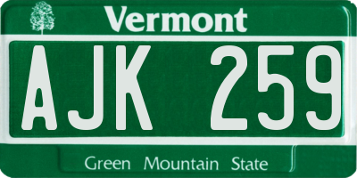 VT license plate AJK259