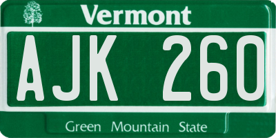 VT license plate AJK260