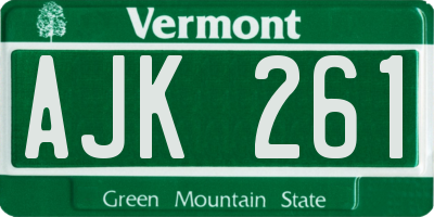 VT license plate AJK261