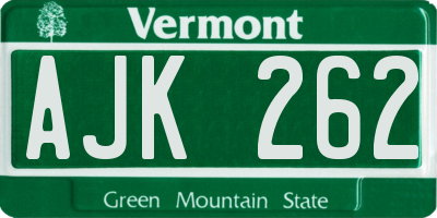 VT license plate AJK262