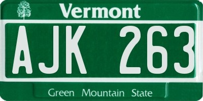 VT license plate AJK263