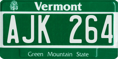 VT license plate AJK264