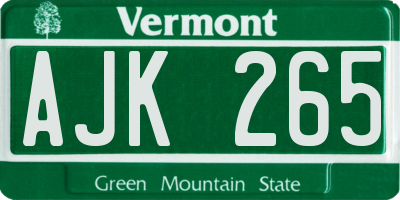 VT license plate AJK265
