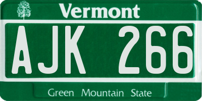 VT license plate AJK266