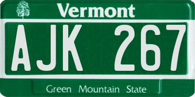 VT license plate AJK267