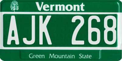 VT license plate AJK268
