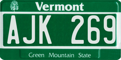 VT license plate AJK269