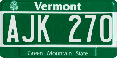 VT license plate AJK270