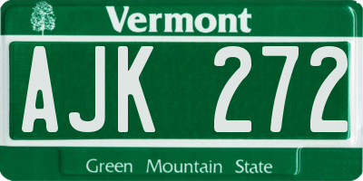 VT license plate AJK272