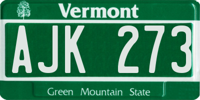 VT license plate AJK273