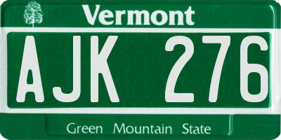 VT license plate AJK276