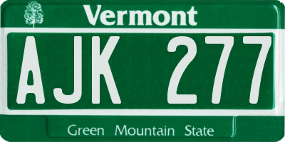 VT license plate AJK277