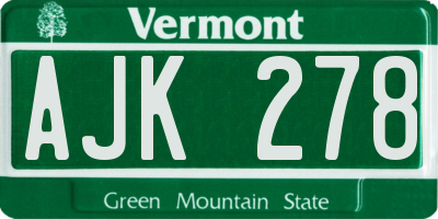 VT license plate AJK278