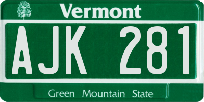 VT license plate AJK281