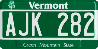 VT license plate AJK282