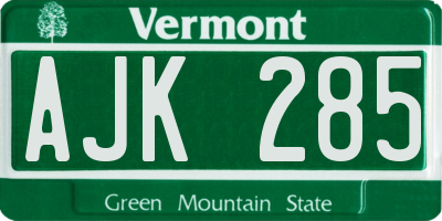 VT license plate AJK285