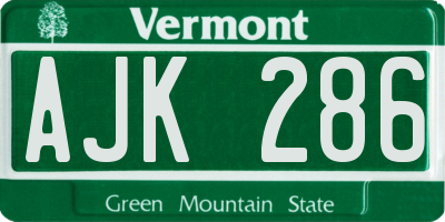 VT license plate AJK286