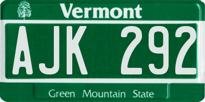 VT license plate AJK292