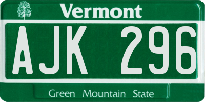 VT license plate AJK296