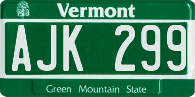 VT license plate AJK299