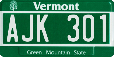 VT license plate AJK301