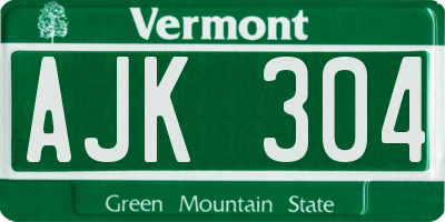 VT license plate AJK304