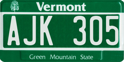 VT license plate AJK305