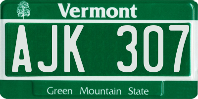 VT license plate AJK307