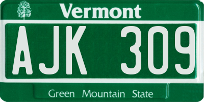 VT license plate AJK309