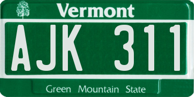 VT license plate AJK311