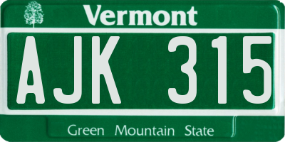 VT license plate AJK315