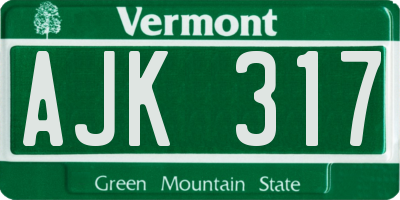 VT license plate AJK317