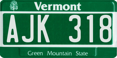 VT license plate AJK318