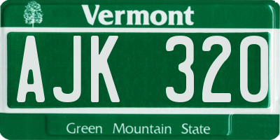 VT license plate AJK320
