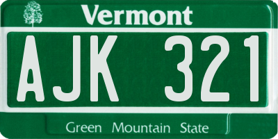 VT license plate AJK321