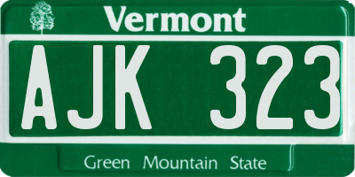 VT license plate AJK323