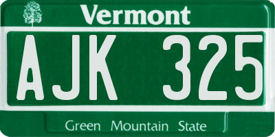 VT license plate AJK325