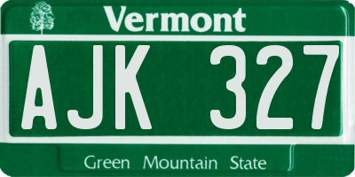 VT license plate AJK327