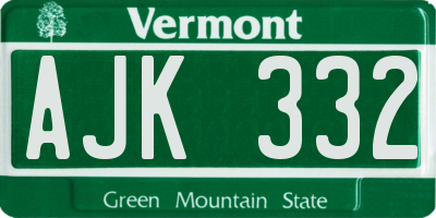 VT license plate AJK332